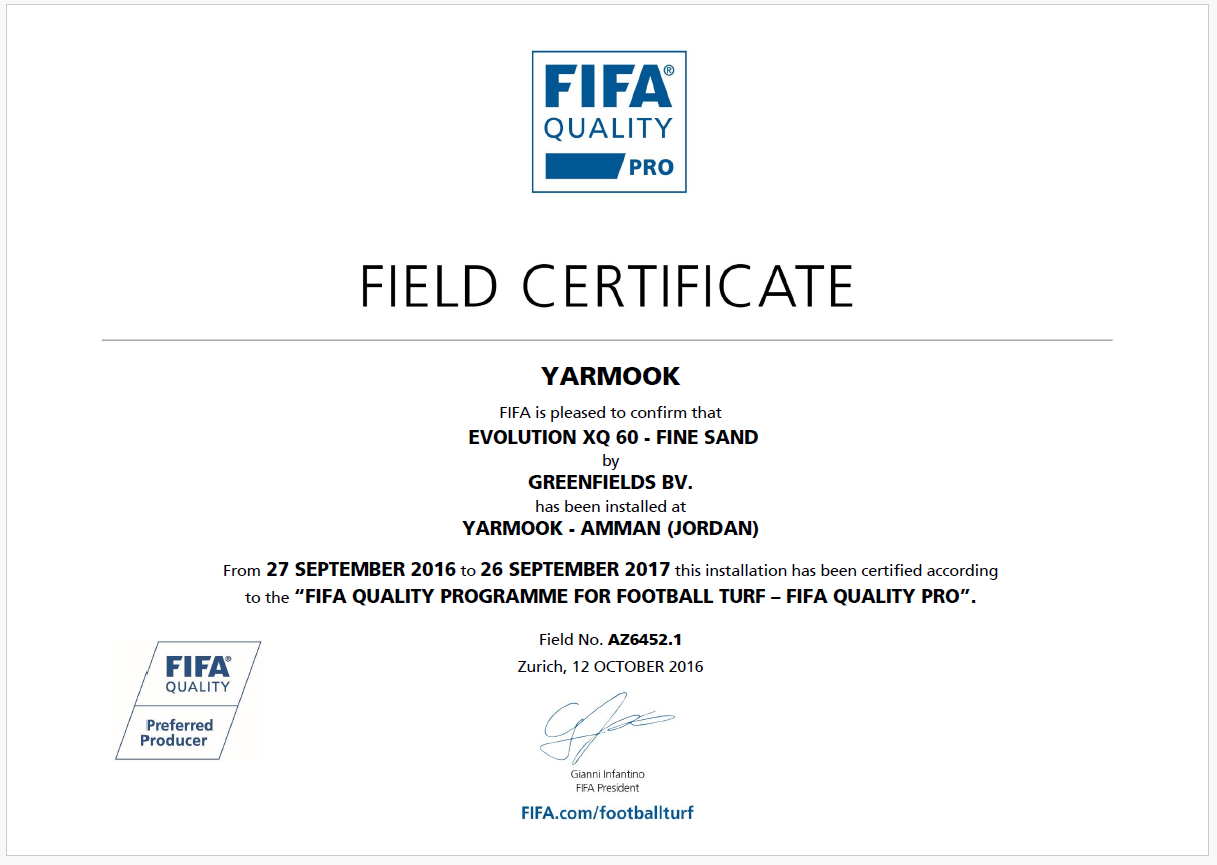 2016 Certification Yarmook